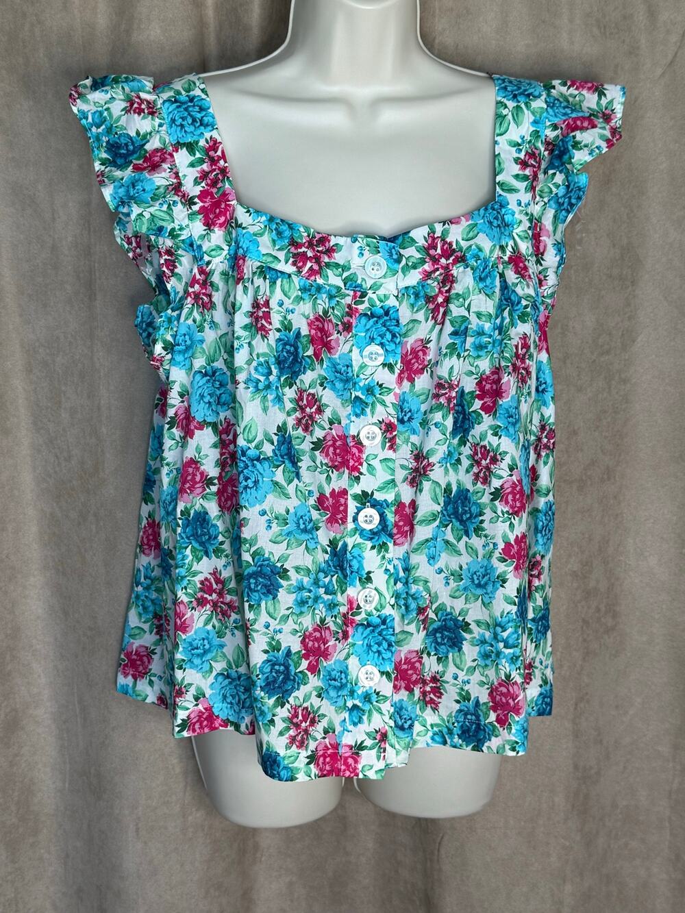 77 Park Floral Flutter Sleeve Blouse Top XL NWT
